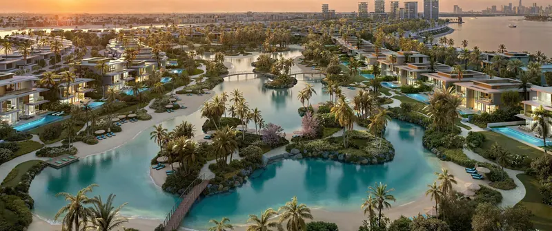 Proposed lagoon at evening, developer artist’s impression